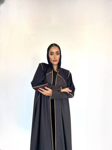 striped X striped abaya