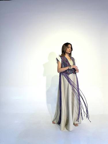 Linen dress with vest