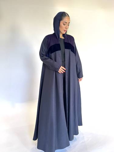 two lines velvet cloche abaya