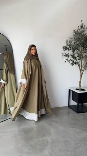 ‏Pure linen Abaya dress (camel)