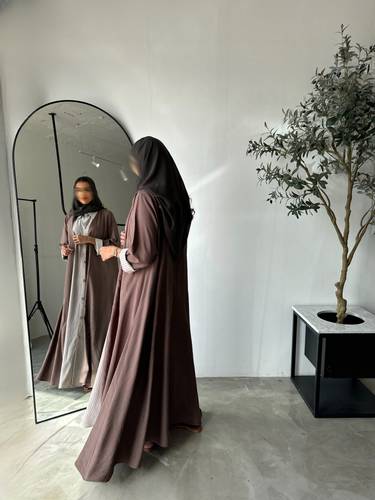 striped print linen abaya