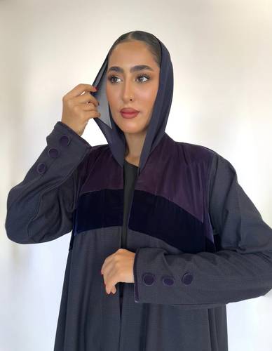two lines velvet cloche abaya