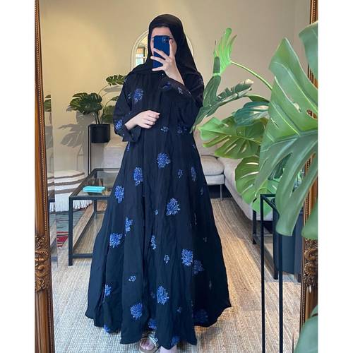 Blue embroidered Abaya