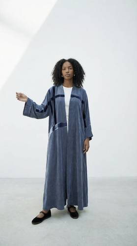 Washed silk & washed velvet (blue)