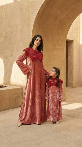 (Crochet mommy and me jalabya (pink    