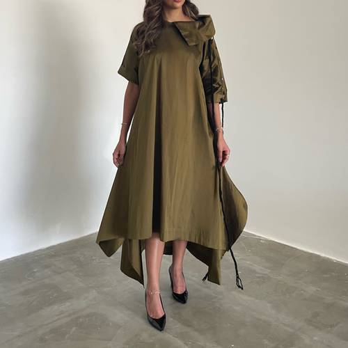 olive green taftta dress