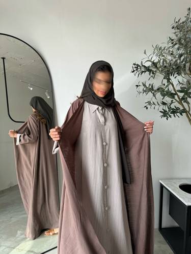 striped print linen abaya