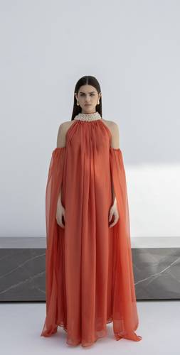 High neck dress with pearls 
