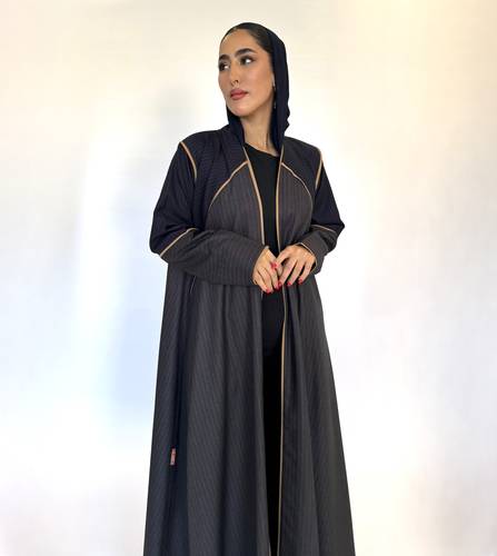 striped X striped abaya