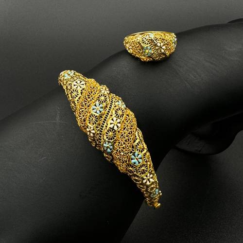 سوارة مع خاتم ذهب عيار 21
