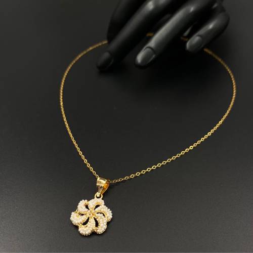عقد ذهب لولو مقمش عيار 21