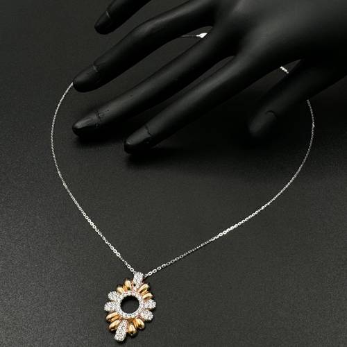 عقد ذهب ابيض و روز  عيار 18 