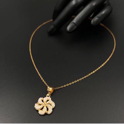 عقد ذهب لولو مقمش عيار 21