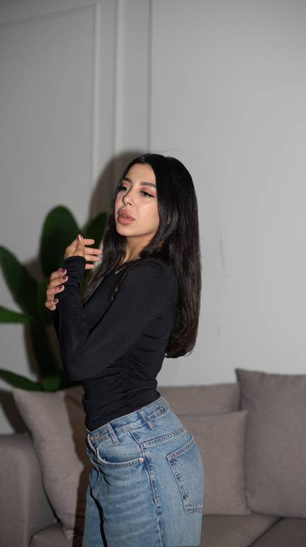 Draped Long Sleeves Top