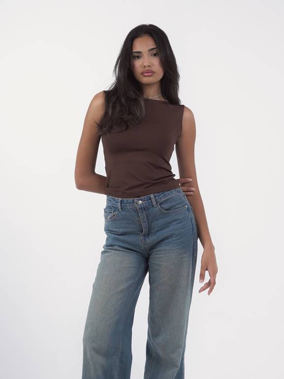 Brown Boat Cut Top