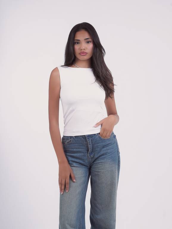 White Boat Cut Top
