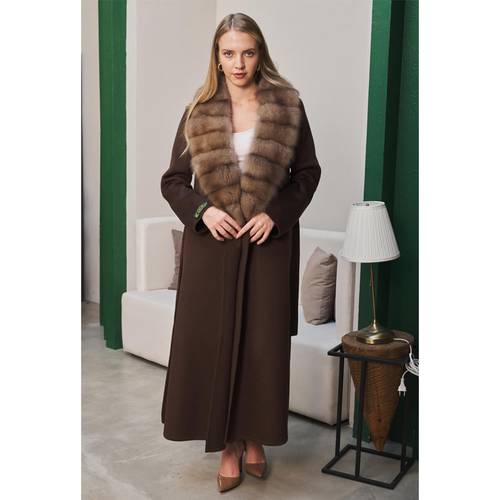 BA-FUR عبايه شتوية باللون البني مع فرو سيل