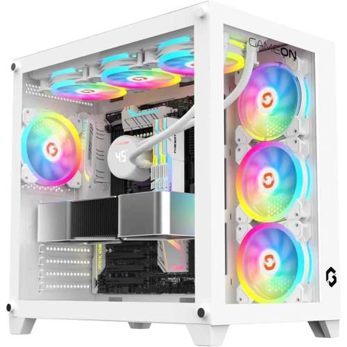 صندوق كمبيوتر GAMEON EMPEROR ARTIC MID TOWER GAMING CASE -لون ابيض