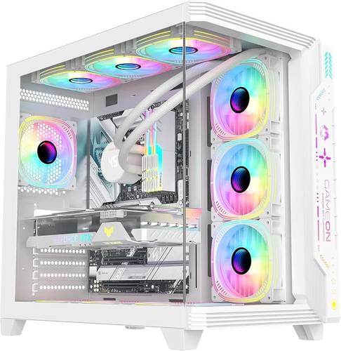 صندوق كمبيوتر GAMEON Pulse Midnight Series ARGB Mid Tower لون ابيض 