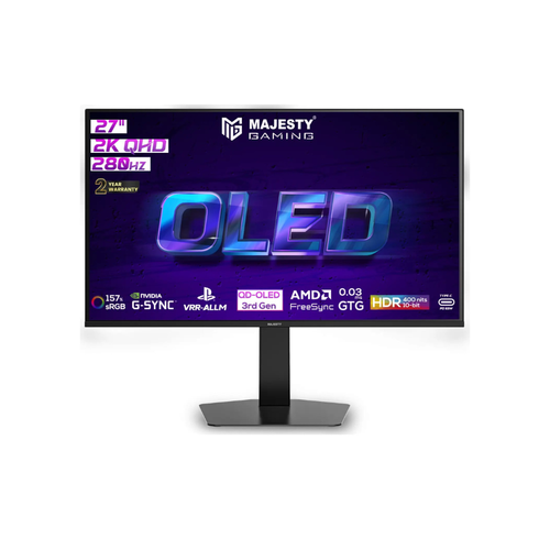 شاشة ألعاب ماجيستي OLED 27 بوصة 2K QHD | 280Hz | 0.03ms | QD-OLED | HDR400 | G-SYNC & FreeSync | HDMI | DisplayPort | VESA