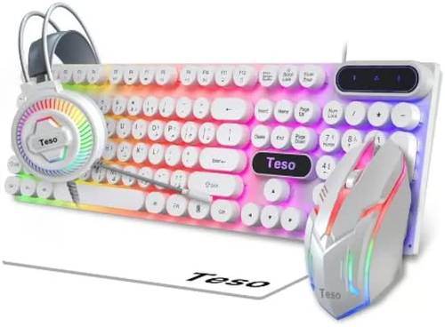 مجموعة كيبورد الالعاب  TESO -T300 لون ابيض