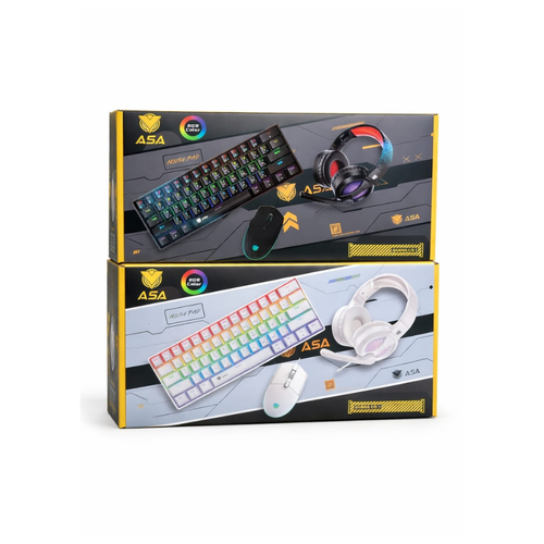 طقم ألعاب احترافي ASA RGB – كيبورد + ماوس + سماعة + ماوس باد