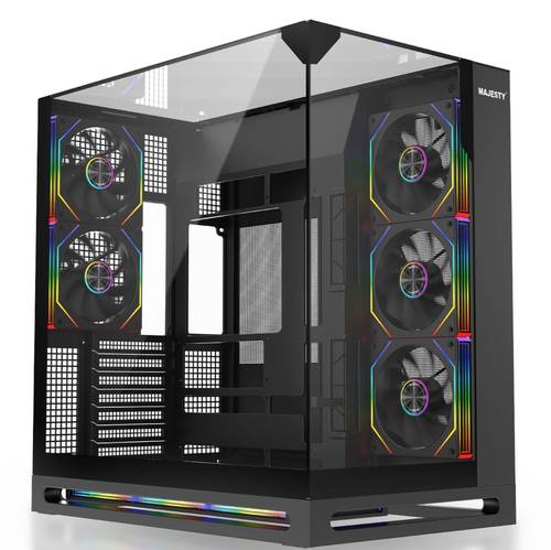 صندوق ألعاب ماجيستي فالكون اكس Mid Tower  تبريد 8 مراوح ARGB  دعم لوحات ATXمنفذ Type-C و USB 3.0  تصميم هاي إند | أسود
