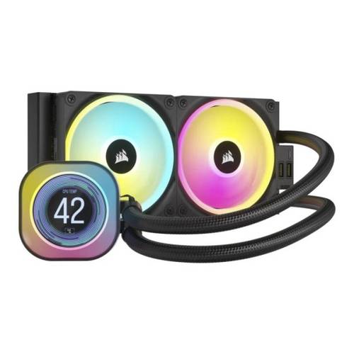 مبرد مائي للمعالج كورسير Corsair iCUE LINK H100i LCD 240 مم RGB، أسود