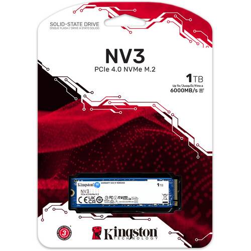 وحدة تخزين Kingston NV3 NVMe SSD 1TB, M.2 2280 -6000MB 