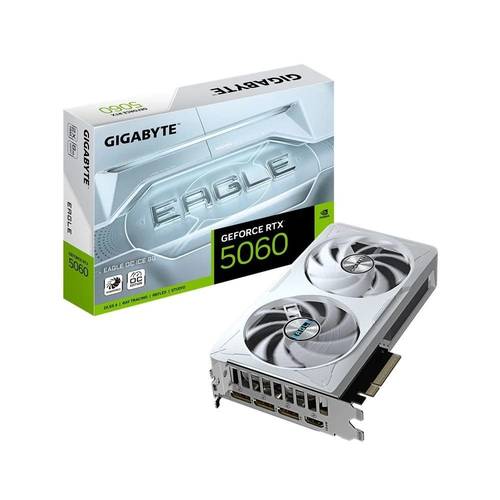 كرت شاشة Gigabyte GeForce RTX 5060 Eagle OC ICE 8GB GDDR7 GPUلون ابيض | قوة الجيل الجديد
