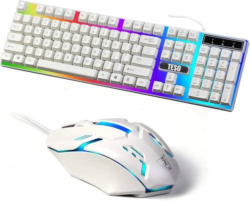 كيبوردمع ماوس قيمينق TESO T10 ابيض