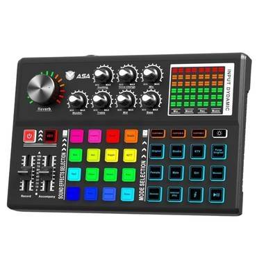  مكسر صوت احترافي وبطاقة صوت للبث المباشر ASA PROFESSIONAL MIXER A12 - أسود