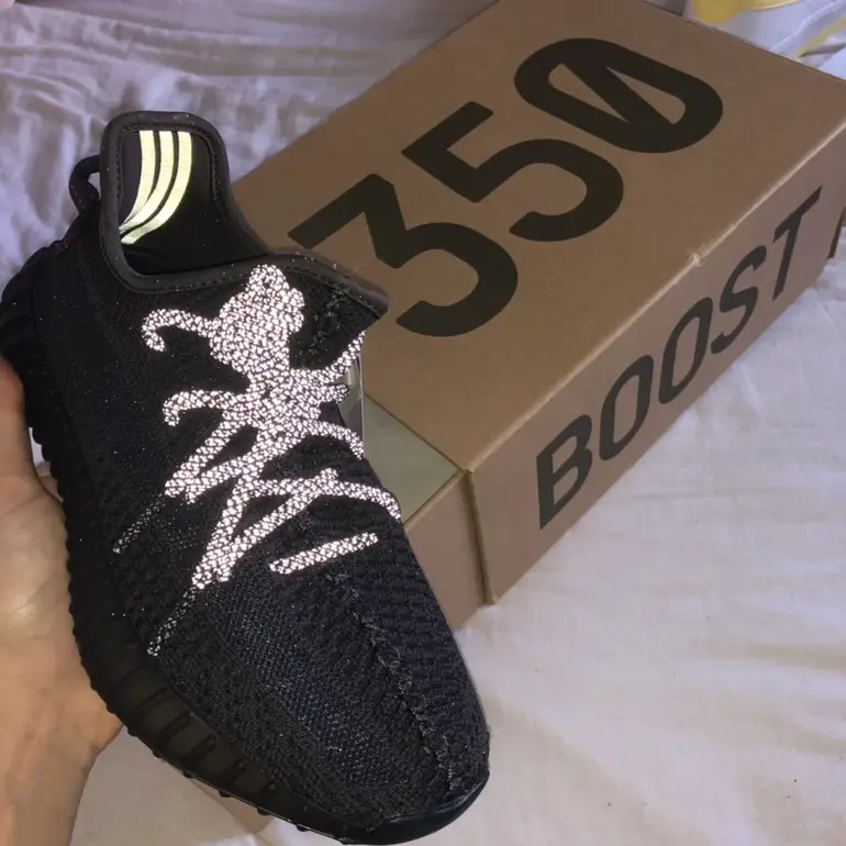 Adidas Yeezy Boost 350 V2 “Black-Static" (reflective lace) – AD037