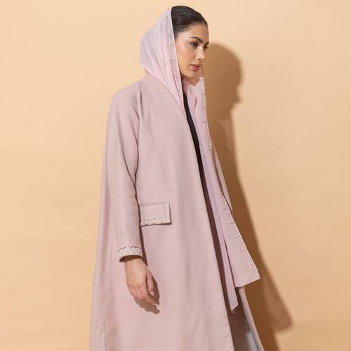 عبايه جوخ زهري مع تطريز يدوي