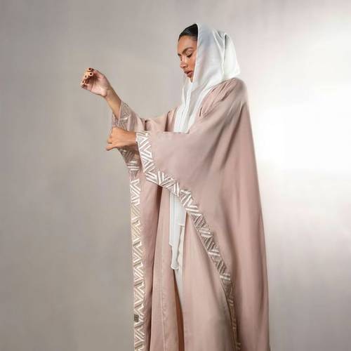 عبايه صيفيه حرير مغسول مع تطريز يدوي