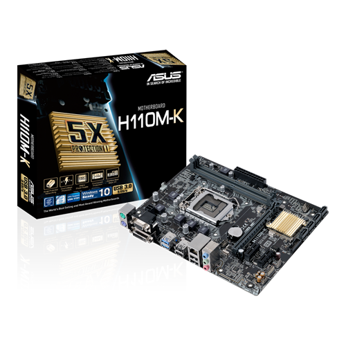 مذربورد أقتصادي H110M-K من ASUS بحجم micro-ATX بمواصفات (.LGA1151 , يدعم الجيل 6 و 7, DDR4 2400 (O.C