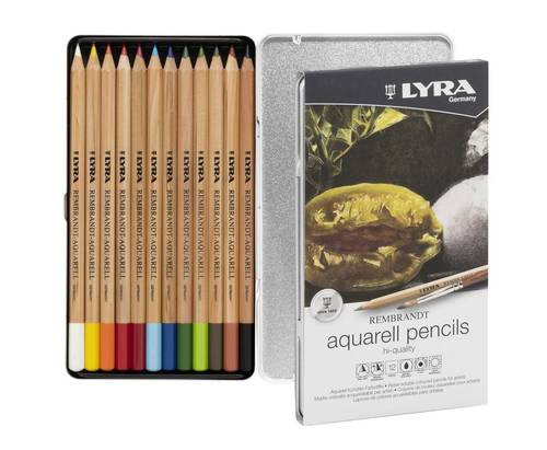 Lyra Rembrandt Aquarell Watercolor Art Pencil Set With Metal Case (Assorted, Pack of 12)