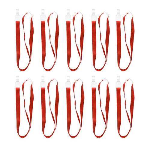 Red Id Badge Lanyards – 10 Pack With Plastic Clips