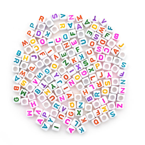Letter Square Beads Mix Multicolor