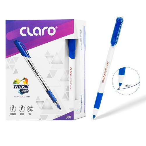 Claro Trion Grip Blue Pen 1.0mm 50 Pcs