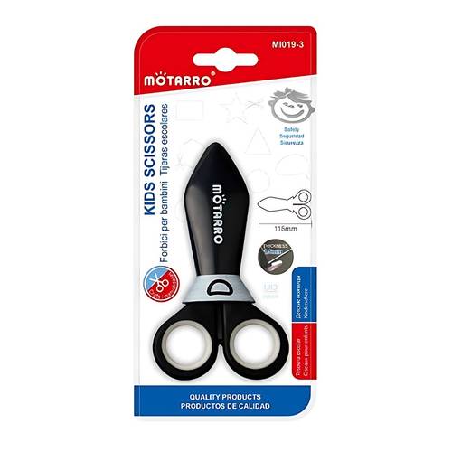 Kids Safety Scissors 115mm with Protective Cover - Black