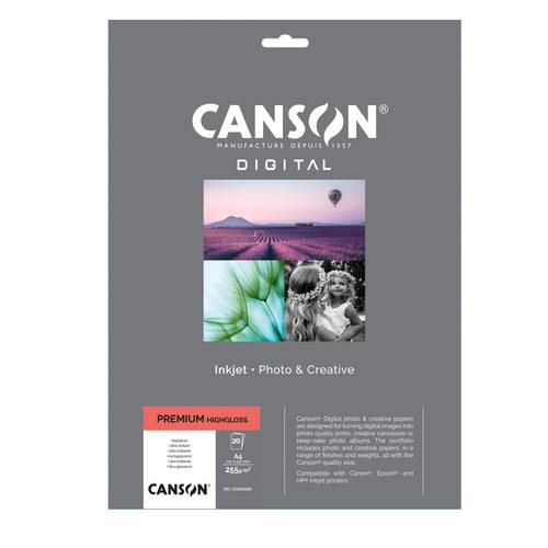 Canson Digital Premium High Gloss Paper A4 255 gsm 20 sheets White