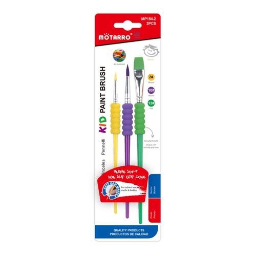 Kids Paint Brush Set 3 pcs Non-Slip Soft Grip Handle