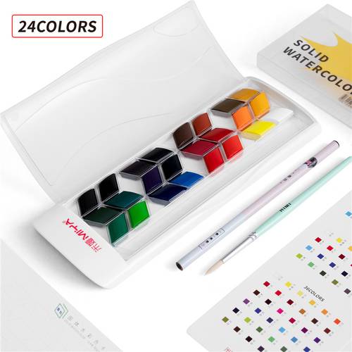 HIMI Rhombus Solid Watercolor Kits, 24 Colors , White