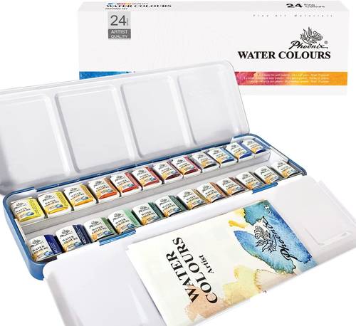 Phoenix Solid Portable Watercolor set 24 colors