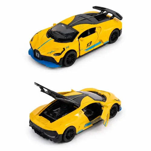 سيارة بوغاتي Bugatti مصبوبة من المعدن 1:32 - أصفر