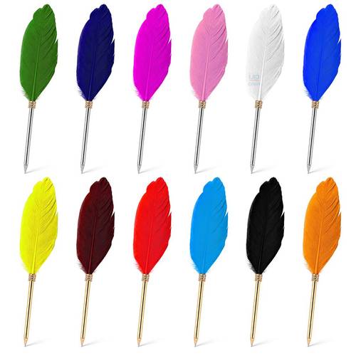 Luxury Colorful Feather Quill Pen 12 pcs