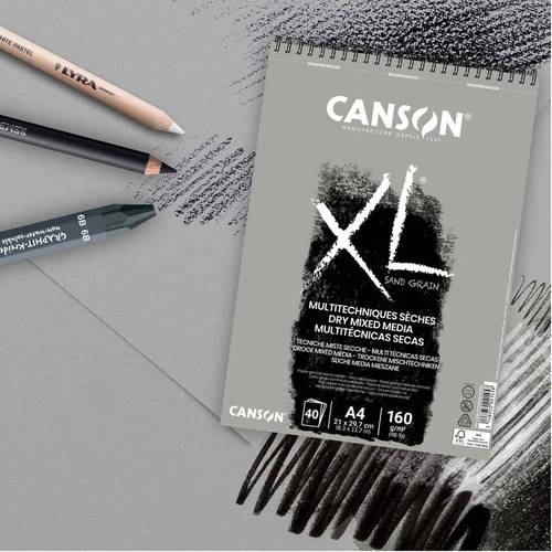 Canson XL Sand Grain Grey color MIXED MEDIA 160 GSM 40 SHEETS
