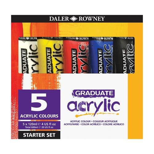 Daler Rowney, Graduate Acrylic Paint Starter Set 5 x 120ml