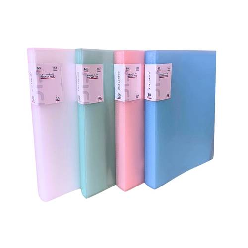 Transparent Pocket File 60 Pockets A4 Colored Cover